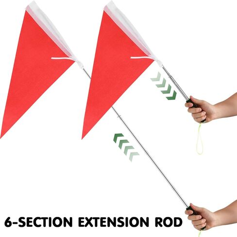 BESPORTBLE 2Pack Telescopic Handheld Flag Pole, 47" Retractable Horse Training Stick with Red Triangle Flags, Portable Sponge Grip Pointer for Tour Guides, Teachers, Camping & Team Leaders in Saudi Arabia