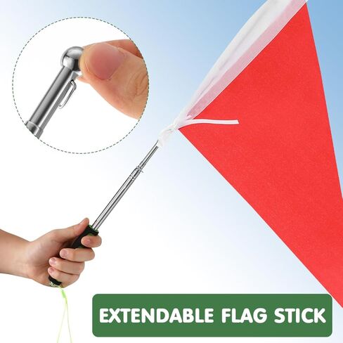 BESPORTBLE 2Pack Telescopic Handheld Flag Pole, 47" Retractable Horse Training Stick with Red Triangle Flags, Portable Sponge Grip Pointer for Tour Guides, Teachers, Camping & Team Leaders in Saudi Arabia