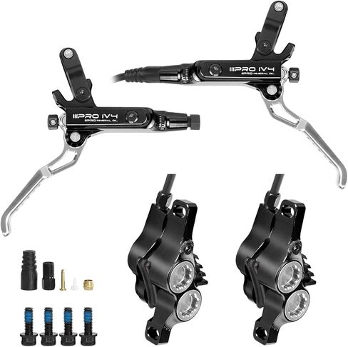 BUCKLOS IIIPRO IV4 4 Piston MTB Hydraulic Disc Brake Set, Front 850mm and Rear 1550mm Mountain Bike Hydraulic Brakes with Aluminum Alloy Caliper Lever Fit Ebike,Fat Bike Trail Bicycle XC AM DH BMX in Saudi Arabia