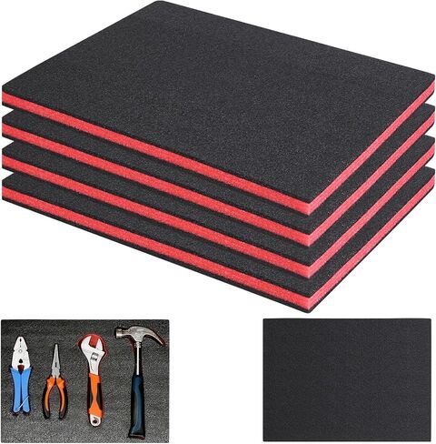 2 قطعة من إسفنج صندوق الأدوات، 16 × 12 × 2 بوصة من مادة البولي يوريثين بيك ونتف صندوق الأدوات، منظم إدراج الظل القابل للقص للأدراج والحالات in Kuwait