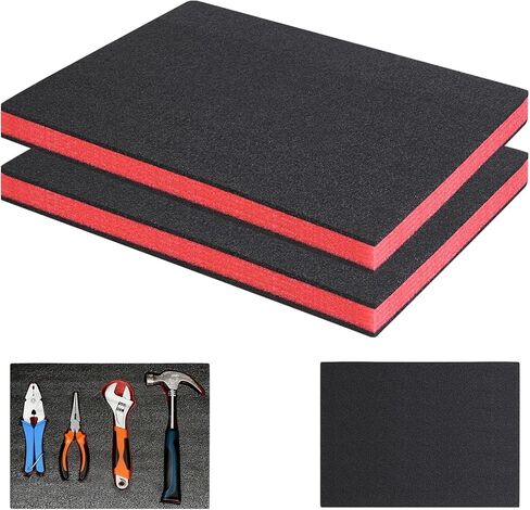 2 قطعة من إسفنج صندوق الأدوات، 16 × 12 × 2 بوصة من مادة البولي يوريثين بيك ونتف صندوق الأدوات، منظم إدراج الظل القابل للقص للأدراج والحالات in Kuwait