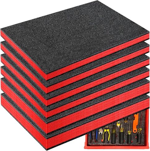 6 Pack Tool Box Foam Inserts, 2 Sizes Polyethylene Foam Sheets for Tool Cases Professional Shadow Insert & Kaizen Organizer, Toolbox Liner for Hard Case Storage (4pcs 16"x12"x1" & 2pcs 16"x12"x1.6") in Kuwait