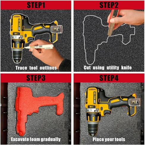 6 Pack Tool Box Foam Inserts, 2 Sizes Polyethylene Foam Sheets for Tool Cases Professional Shadow Insert & Kaizen Organizer, Toolbox Liner for Hard Case Storage (4pcs 16"x12"x1" & 2pcs 16"x12"x1.6") in Kuwait