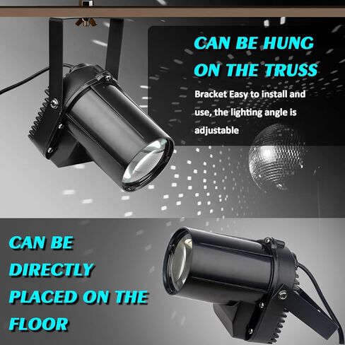 ضوء كرة ديسكو، 3 وات LED أبيض PinSpot لإضاءة كرة Mirro، أضواء مسرح DJ ذات بقعة الدبوس (غلاف أسود) in Kuwait