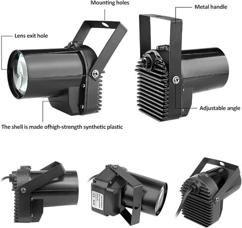 ضوء كرة ديسكو، 3 وات LED أبيض PinSpot لإضاءة كرة Mirro، أضواء مسرح DJ ذات بقعة الدبوس (غلاف أسود) in Kuwait