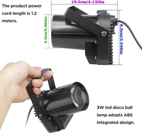 ضوء كرة ديسكو، 3 وات LED أبيض PinSpot لإضاءة كرة Mirro، أضواء مسرح DJ ذات بقعة الدبوس (غلاف أسود) in Kuwait