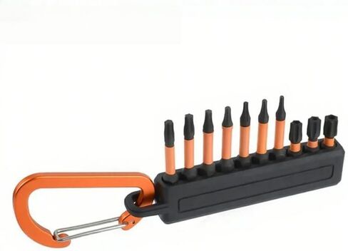 Hex Bit Holder, 10 Holes Screwdriver Bit Holder Storage Organizer with Carabiner(Orange) in Saudi Arabia