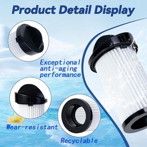 6 عبوات من فلتر HEPA قبل المحرك مع فرشتين - متوافق مع سلسلة Eye-Vac Home وPro وPet وAir وPlus، ومتوافق أيضًا مع مكنسة NeoVac Elite الثابتة بدون لمس، ويحل محل EV-PMF in Kuwait