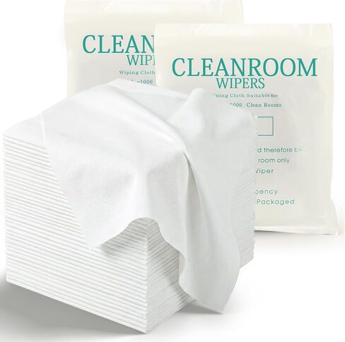 100 Pcs Cleanroom Cloth Wipes Microfiber Lint Free Cloth Disposable Clean Cloths Laser Sealed Edge for Lab Semiconductor Industries and Printing (9 x 9 Inches) in Kuwait