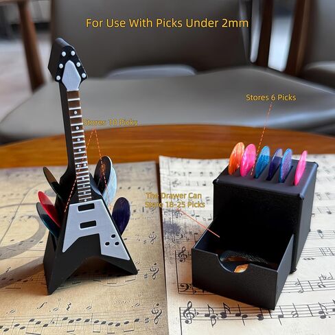 Guitar Picks Holder Box, Pick Display Holder, Amp Speaker Styled Pick Holder and V-Shaped Guitar Pick Holder, Pick Storage Box Set for Guitar Players and Music Enthusiasts in Saudi Arabia