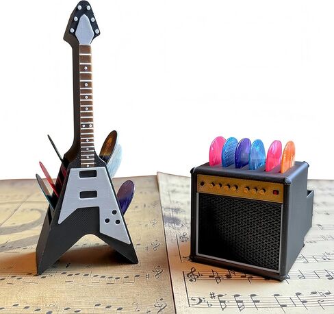 Guitar Picks Holder Box, Pick Display Holder, Amp Speaker Styled Pick Holder and V-Shaped Guitar Pick Holder, Pick Storage Box Set for Guitar Players and Music Enthusiasts in Saudi Arabia