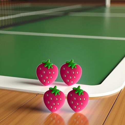 4Pcs Pink Strawberry Tennis Racket Vibration Dampener Soft Silicon Racket Dampener Cartoon Shape Tennis Racquet Shock Absorbers Tennis Racket for Racquetball Vibration Dampeners in Kuwait