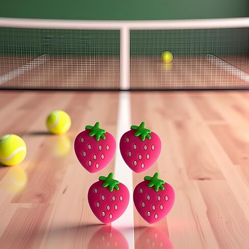4Pcs Pink Strawberry Tennis Racket Vibration Dampener Soft Silicon Racket Dampener Cartoon Shape Tennis Racquet Shock Absorbers Tennis Racket for Racquetball Vibration Dampeners in Kuwait
