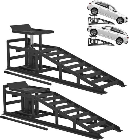 2 Pack Hydraulic Car Ramps 5T 10000lbs Low Profile Car Lift Service Ramps Truck Trailer Garage,Height Hydraulic Vehicle Ramps, Lift Height 11.61-16.21 Inches in Saudi Arabia