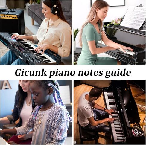 Removable Piano Keyboard Note Labels, 61 Key Full Size Silicone Piano Keyboard Labels for Beginners, Colourful Pianos Key Music Notes Letter Label Reusable with Box(Rainbow) in Saudi Arabia