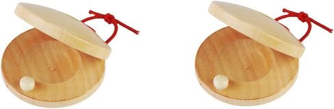 Wooden Castanet, Percussion Instrument - 2Pcs Hand Finger Castanets, Wood Castanets Classroom DIY Rhythm Music Musical Instrument in Kuwait