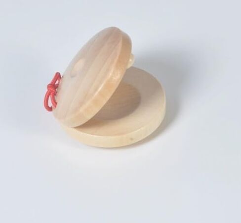 Wooden Castanet, Percussion Instrument - 2Pcs Hand Finger Castanets, Wood Castanets Classroom DIY Rhythm Music Musical Instrument in Kuwait