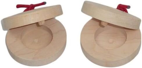 Wooden Castanet, Percussion Instrument - 2Pcs Hand Finger Castanets, Wood Castanets Classroom DIY Rhythm Music Musical Instrument in Kuwait