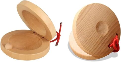 Wooden Castanet, Percussion Instrument - 2Pcs Hand Finger Castanets, Wood Castanets Classroom DIY Rhythm Music Musical Instrument in Kuwait