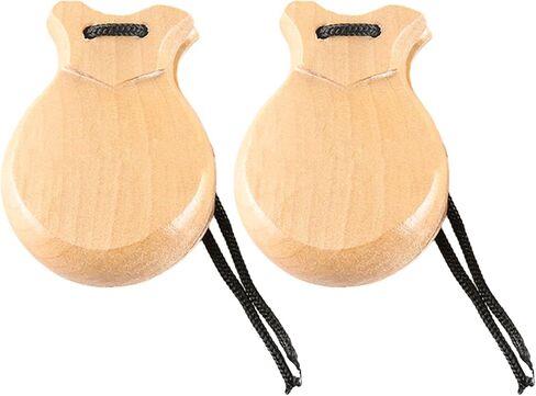 2 قطعة صنجات الفلامنكو التقليدية صنجات إسبانية مع سلسلة خشبية أداة موسيقية قرع يدوية للمبتدئين، 8.8*6.5 سم in Kuwait