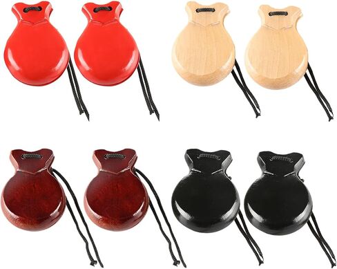 2 قطعة صنجات الفلامنكو التقليدية صنجات إسبانية مع سلسلة خشبية أداة موسيقية قرع يدوية للمبتدئين، 8.8*6.5 سم in Kuwait