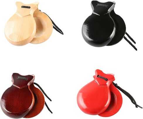 2 قطعة صنجات الفلامنكو التقليدية صنجات إسبانية مع سلسلة خشبية أداة موسيقية قرع يدوية للمبتدئين، 8.8*6.5 سم in Kuwait