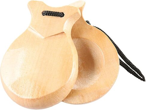 2 قطعة صنجات الفلامنكو التقليدية صنجات إسبانية مع سلسلة خشبية أداة موسيقية قرع يدوية للمبتدئين، 8.8*6.5 سم in Kuwait