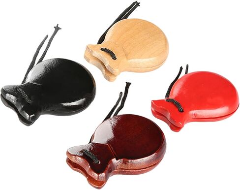 2 قطعة صنجات الفلامنكو التقليدية صنجات إسبانية مع سلسلة خشبية أداة موسيقية قرع يدوية للمبتدئين، 8.8*6.5 سم in Kuwait