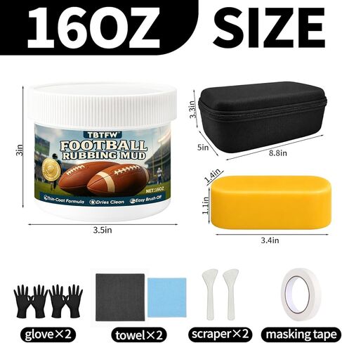 TBTFW 16oz Football Mud, Professional Football Conditioning Kit, Football Prep Kit, Includes Cloth and Storage Box, The Baseball & Football Mud Kit Used by The Pros in Saudi Arabia
