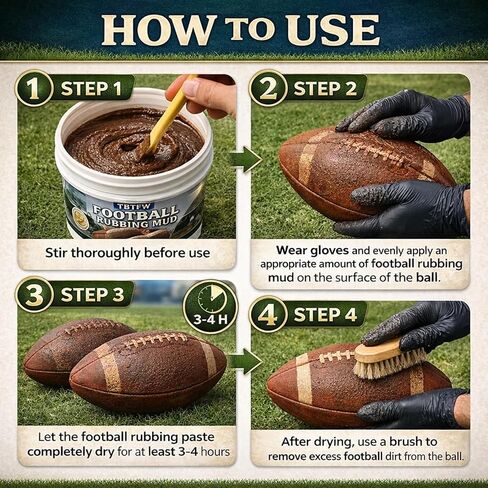 TBTFW 16oz Football Mud, Professional Football Conditioning Kit, Football Prep Kit, Includes Cloth and Storage Box, The Baseball & Football Mud Kit Used by The Pros in Saudi Arabia