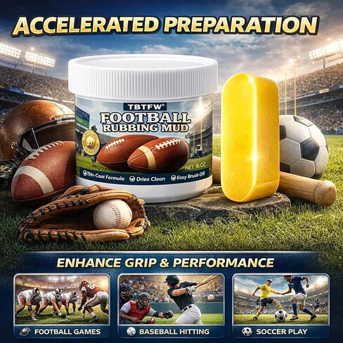 TBTFW 16oz Football Mud, Professional Football Conditioning Kit, Football Prep Kit, Includes Cloth and Storage Box, The Baseball & Football Mud Kit Used by The Pros in Saudi Arabia