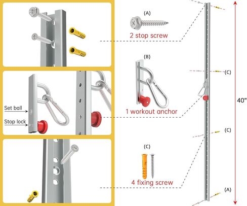 مرساة جدارية لفرقة المقاومة، مثبتات للتمرين على الحائط لتمارين الصالة الرياضية المنزلية، أشرطة وزن الجسم، تدريب التعليق، التمرين، التمدد، اليوغا in Kuwait
