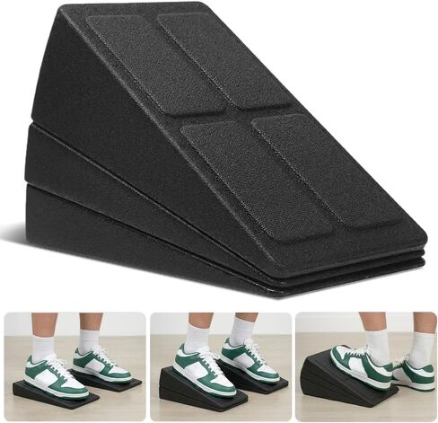 Squat Wedge Block Set of 3 - High-Density EPP Slant Board with 8.5° & 17° Stackable Angles - Deep-Groove Anti-Slip Surface for Calf Stretching, Physical Therapy & Ankle Mobility in Kuwait