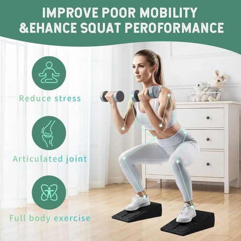 Squat Wedge Block Set of 3 - High-Density EPP Slant Board with 8.5° & 17° Stackable Angles - Deep-Groove Anti-Slip Surface for Calf Stretching, Physical Therapy & Ankle Mobility in Kuwait