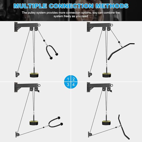 Wall Mounted Pulley System, Low Cable Machine Pulley System for LAT Pulldown, Biceps Curl Home Gym Equipment with Fitness Pull Down Bar, Tricep Rope in Saudi Arabia
