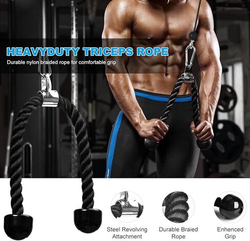 Wall Mounted Pulley System, Low Cable Machine Pulley System for LAT Pulldown, Biceps Curl Home Gym Equipment with Fitness Pull Down Bar, Tricep Rope in Saudi Arabia