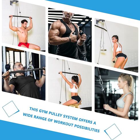 Wall Mounted Pulley System, Low Cable Machine Pulley System for LAT Pulldown, Biceps Curl Home Gym Equipment with Fitness Pull Down Bar, Tricep Rope in Saudi Arabia