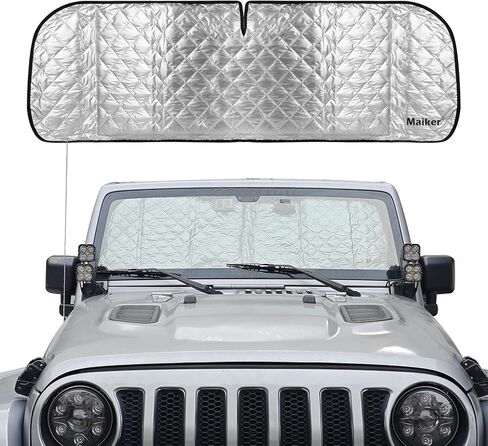 Maiker 6-Layer Windshield Sun Shade Compatible with 2018-2025 Jeep Wrangler JL JLU & 2020-2025 Gladiator JT, Heat Shield Sun Visor for UV Ray, Foldable Windshield Cover Sun Shade with Storage Bag in Saudi Arabia