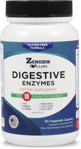 Zenesis Labs Digestive Enzymes - with Amylase, Bromelain, Protease, Lipase, & 14 Other Enzymes - 180 in Kuwait