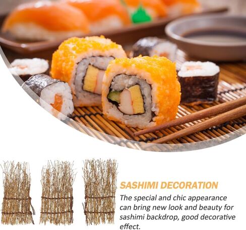 4 Pcs Japanese Sushi Sashimi Decorative Fence, Natural Bamboo Woven Background for Restaurant Serving Tray Decor, Zen Style Platter Ornament for Food Presentation in Saudi Arabia
