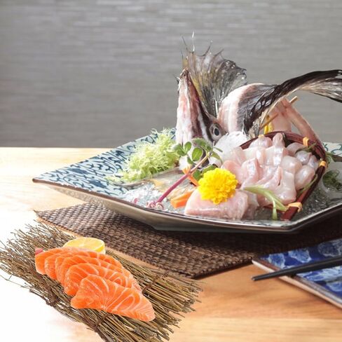 4 Pcs Japanese Sushi Sashimi Decorative Fence, Natural Bamboo Woven Background for Restaurant Serving Tray Decor, Zen Style Platter Ornament for Food Presentation in Saudi Arabia
