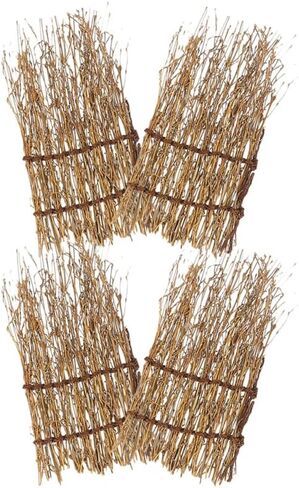 4 Pcs Japanese Sushi Sashimi Decorative Fence, Natural Bamboo Woven Background for Restaurant Serving Tray Decor, Zen Style Platter Ornament for Food Presentation in Saudi Arabia