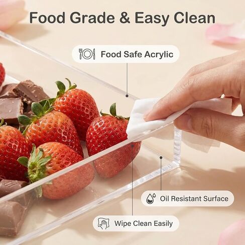 صواني تشاركوتيري من الأكريليك الشفاف مقاس 10 بوصات (4 قطع) - صناديق عرض طعام قابلة لإعادة الاستخدام وقابلة للتعبئة لاستحمام الأطفال وكشف الجنس وطاولات الحلوى in Kuwait