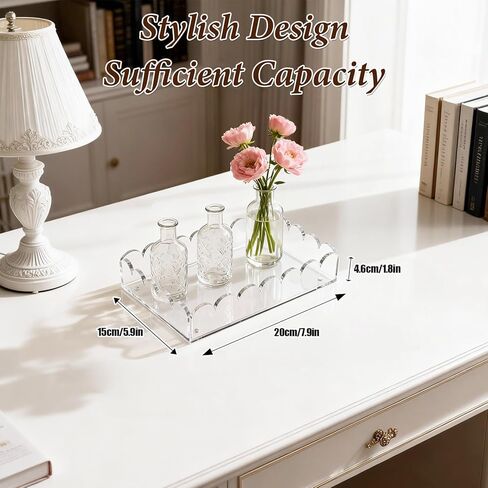 Acrylic Trays for Display, Acrylic Tray with Insert, Customizable Photo Display Tray for Home Decor Office Desk Organizer Needlepoint Napkin Frame Display Messages Gift Women 7.9" x 5.9" x 1.8" in Kuwait