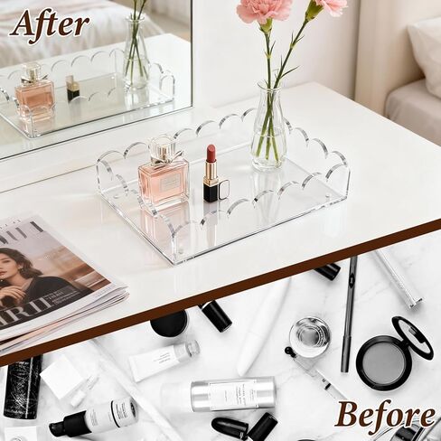 Acrylic Trays for Display, Acrylic Tray with Insert, Customizable Photo Display Tray for Home Decor Office Desk Organizer Needlepoint Napkin Frame Display Messages Gift Women 7.9" x 5.9" x 1.8" in Kuwait