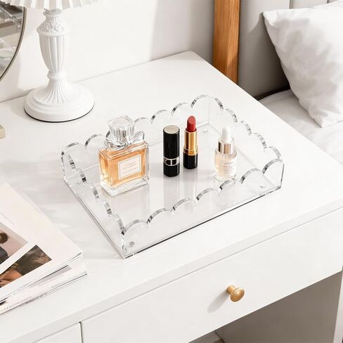 Acrylic Trays for Display, Acrylic Tray with Insert, Customizable Photo Display Tray for Home Decor Office Desk Organizer Needlepoint Napkin Frame Display Messages Gift Women 7.9" x 5.9" x 1.8" in Kuwait