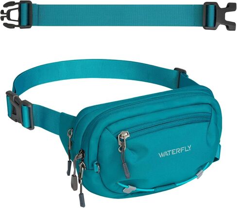 WATERFLY Small RFID Fanny Pack: 1.5L Slim Mini Anti-Theft Crossbody Waist Bag with Extender Strap, Water-Resistant Waist Pack for Men Women Travel Hiking Running-Black in Saudi Arabia