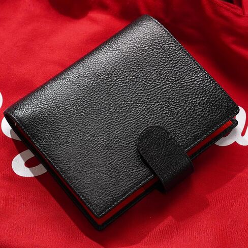ZYZTFO A6 Loose Leaf Notebook, Genuine Leather Lychee Pattern, 100 Sheets, 6-Ring Binding, Classic Style, 5.9x7.2 Inches in Saudi Arabia