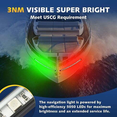 أضواء الملاحة بالقارب LED، أضواء القارب الحمراء والخضراء LED مقاومة للماء، ضوء القوس للملاحة البحرية للصيد الليلي وركوب القوارب والملاحة والإضاءة، يناسب قوارب بونتون وباس وجون واليخوت in Kuwait