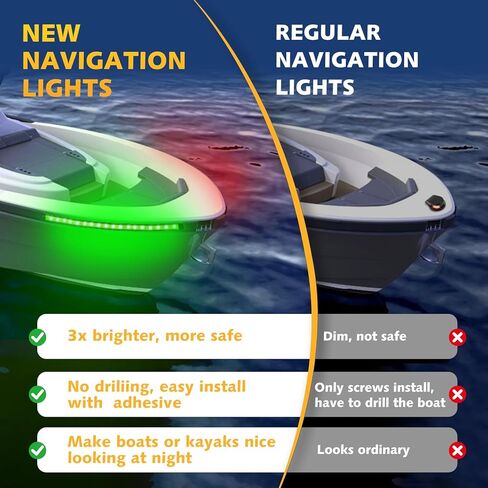 أضواء الملاحة بالقارب LED، أضواء القارب الحمراء والخضراء LED مقاومة للماء، ضوء القوس للملاحة البحرية للصيد الليلي وركوب القوارب والملاحة والإضاءة، يناسب قوارب بونتون وباس وجون واليخوت in Kuwait